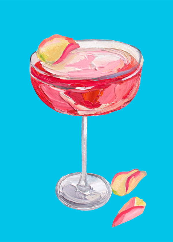 Kökskonst Rosa gincocktail på turkos