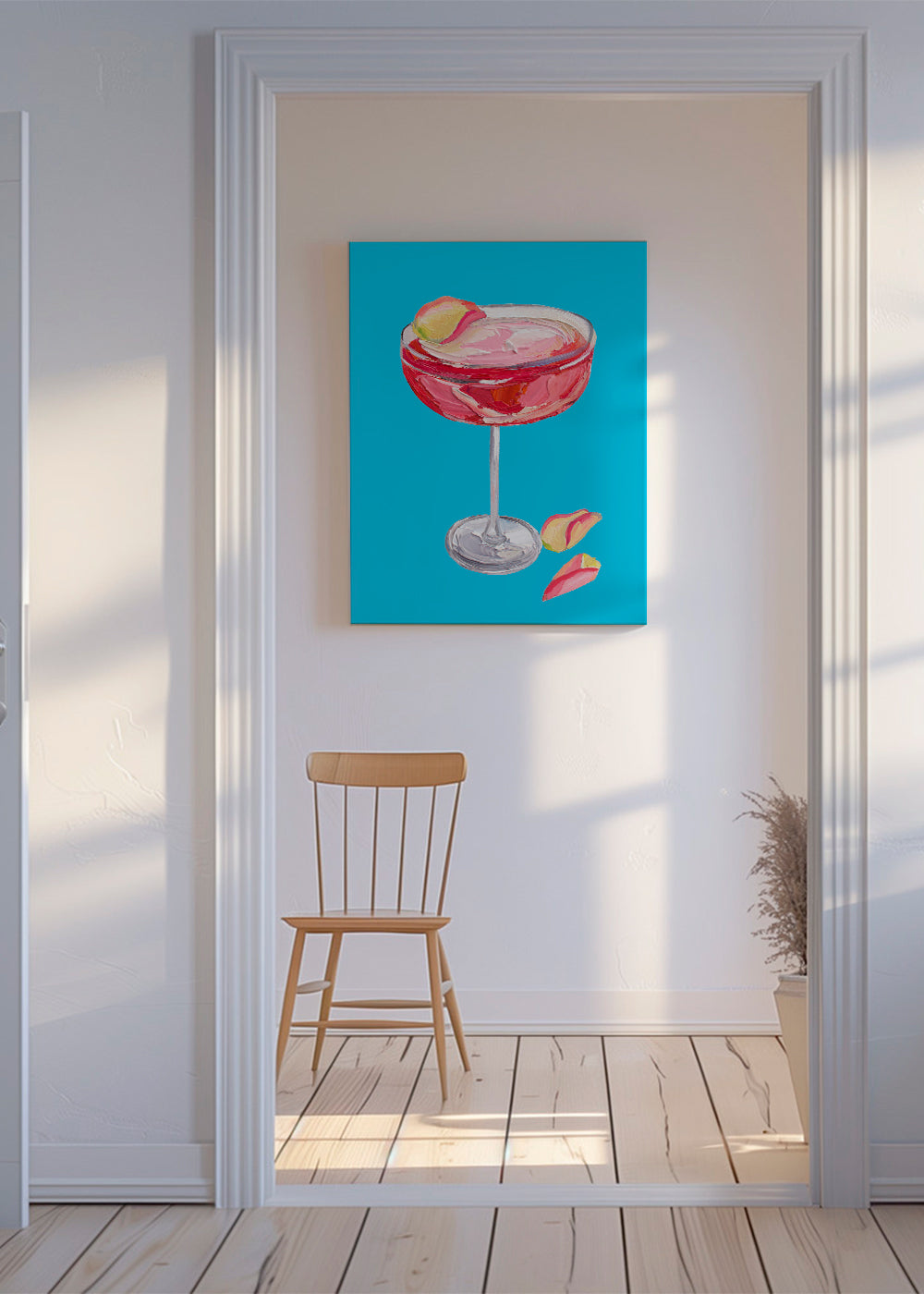 Kökskonst Rosa gincocktail på turkos