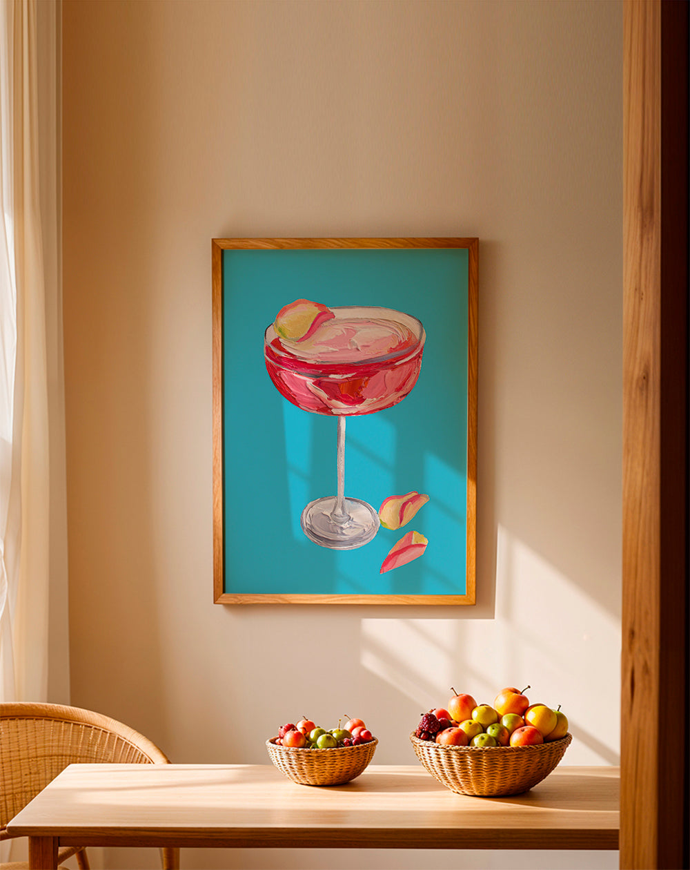 Kökskonst Rosa gincocktail på turkos