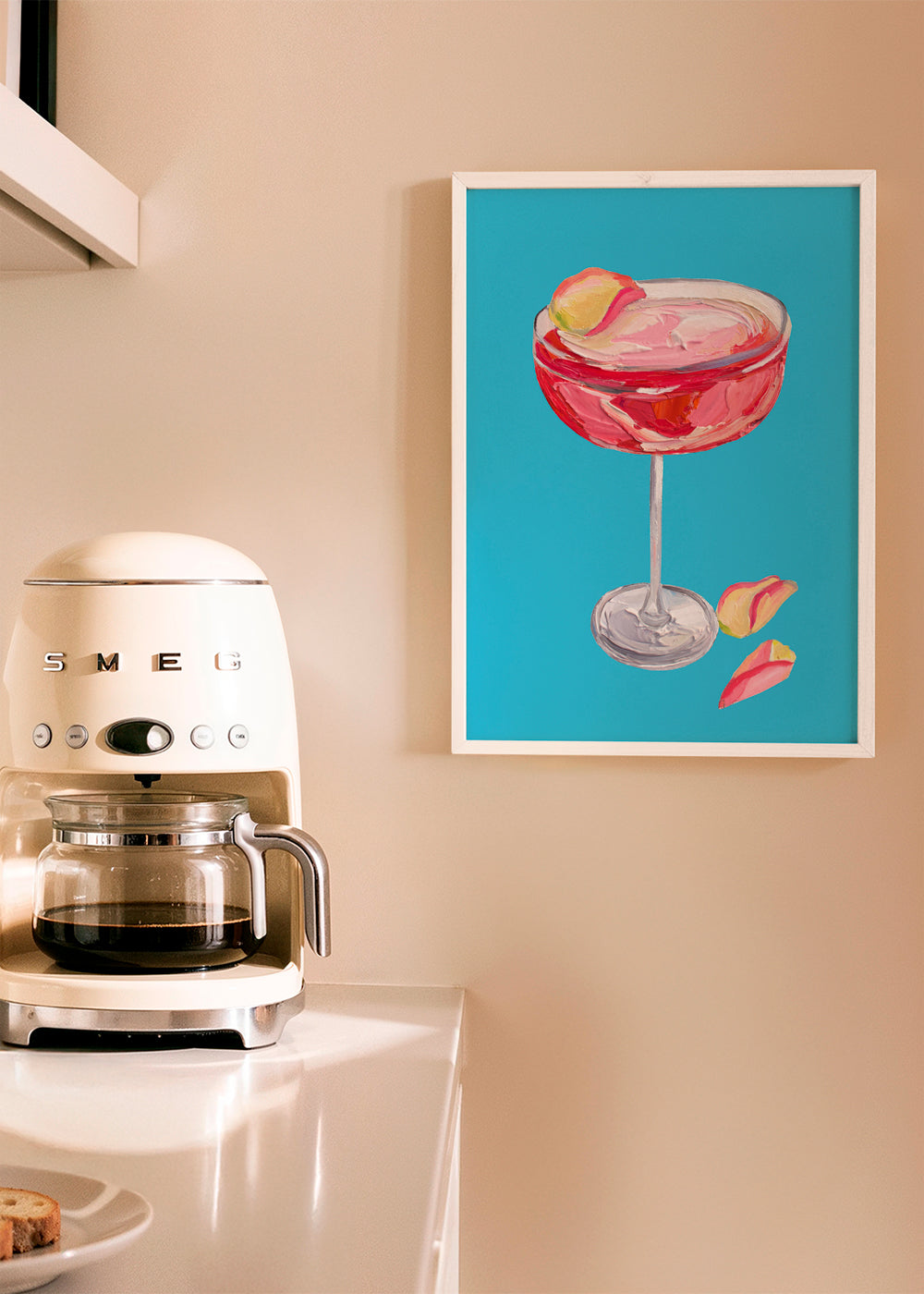 Kökskonst Rosa gincocktail på turkos
