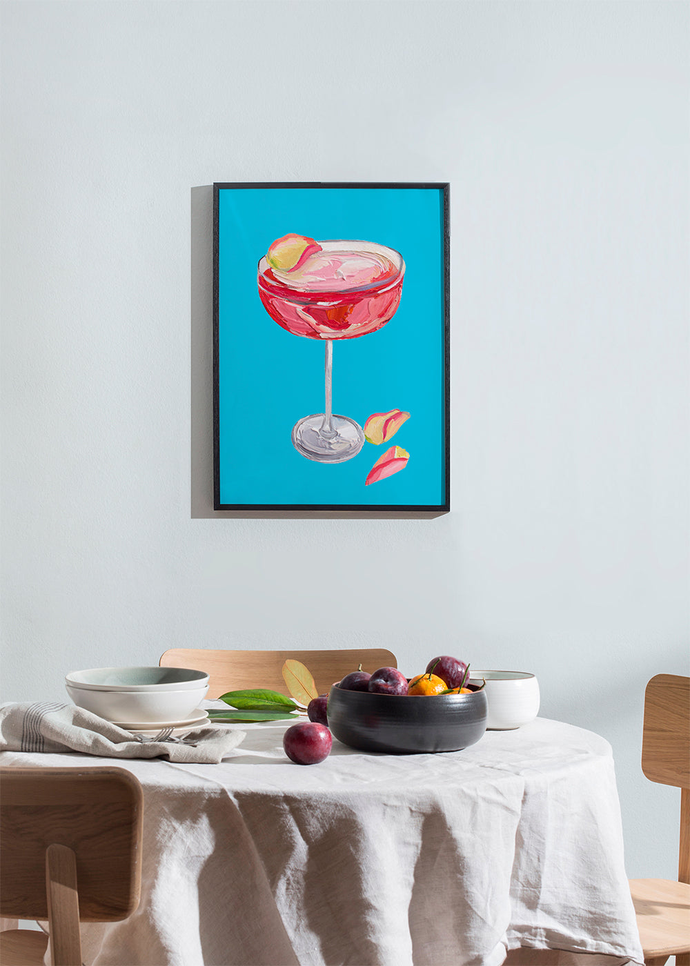 Kökskonst Rosa gincocktail på turkos