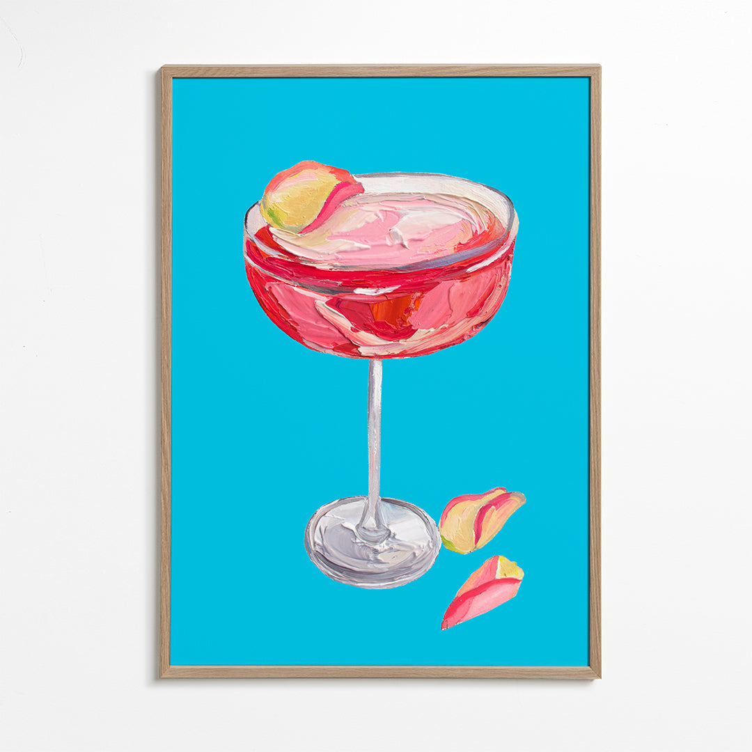 Kökskonst Rosa gincocktail på turkos