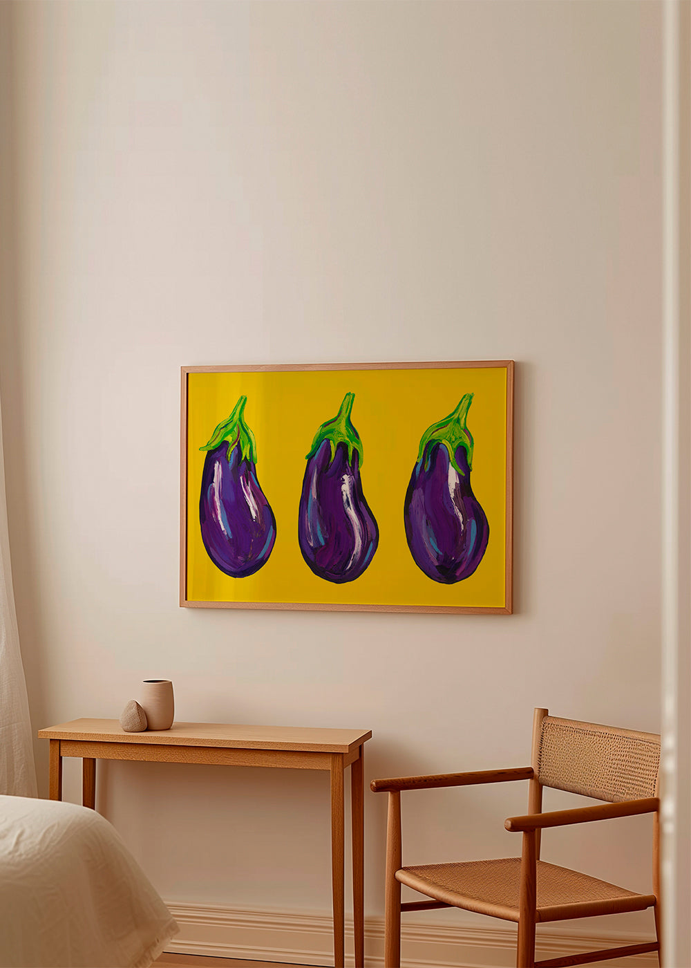 Kökskonst med illustrerade auberginer