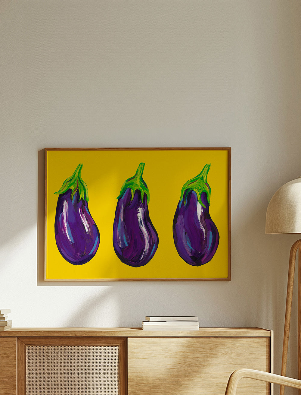 Kökskonst med illustrerade auberginer