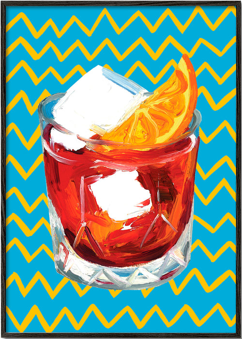 Kökskonst Negroni-illustration i glas