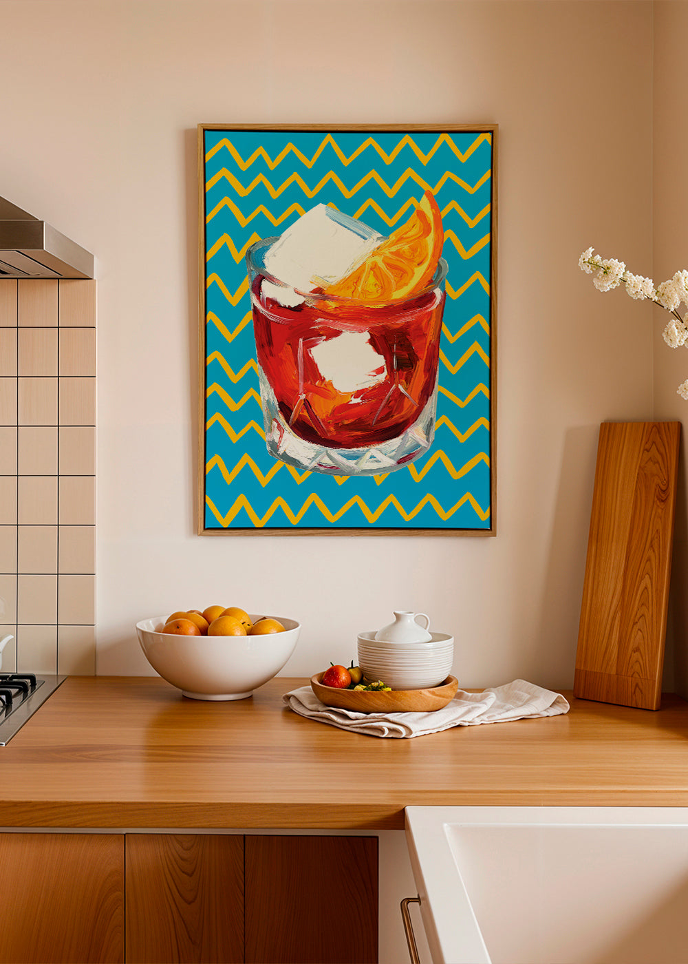 Kökskonst Negroni-illustration i glas