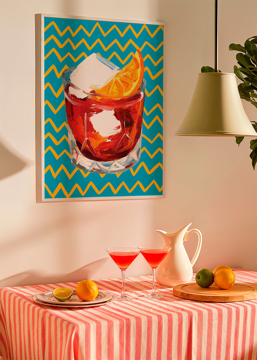 Kökskonst Negroni-illustration i glas