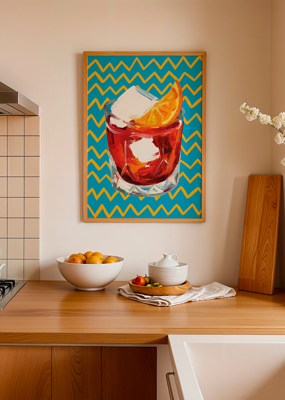 Kökskonst Negroni-illustration i glas