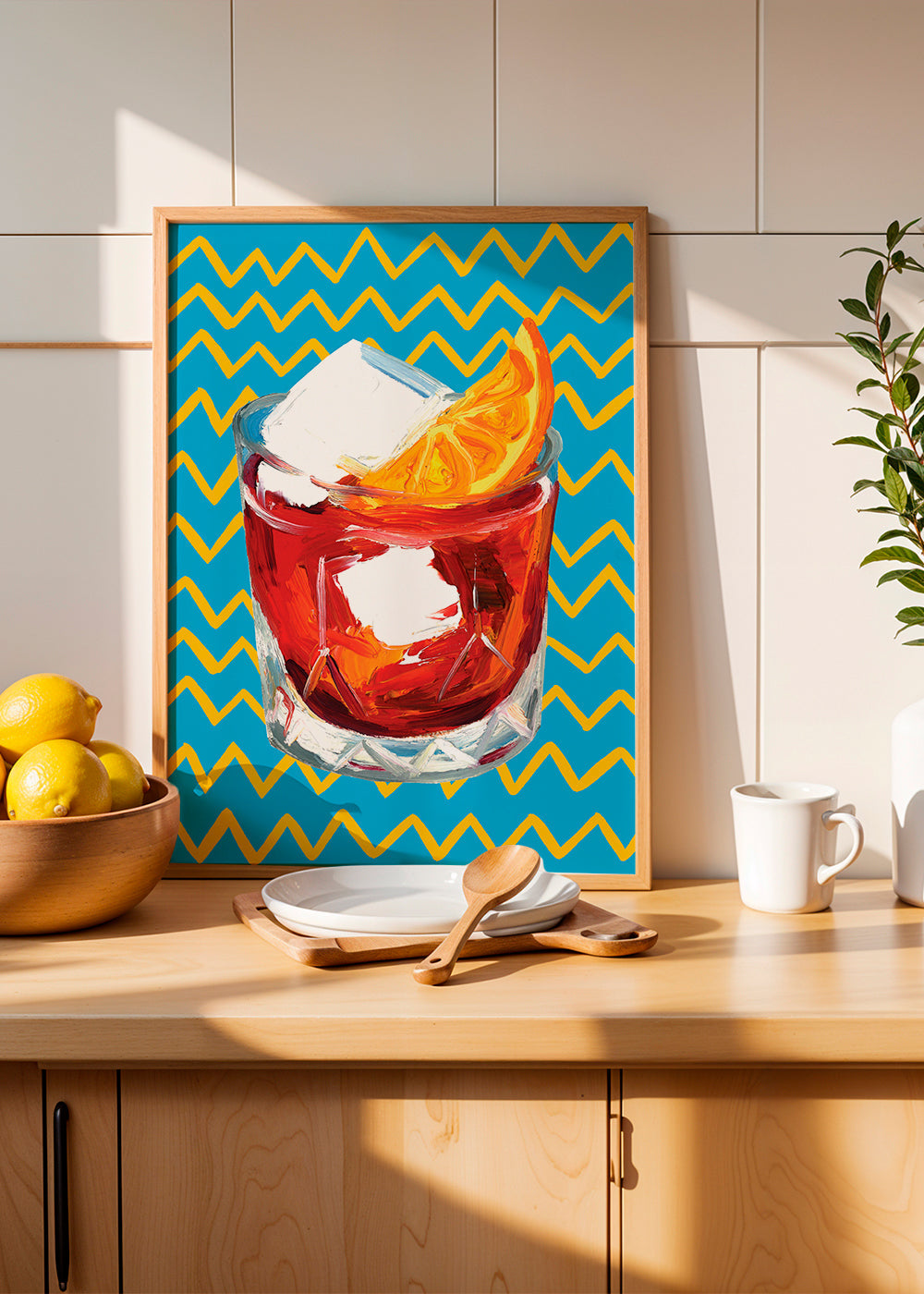 Kökskonst Negroni-illustration i glas