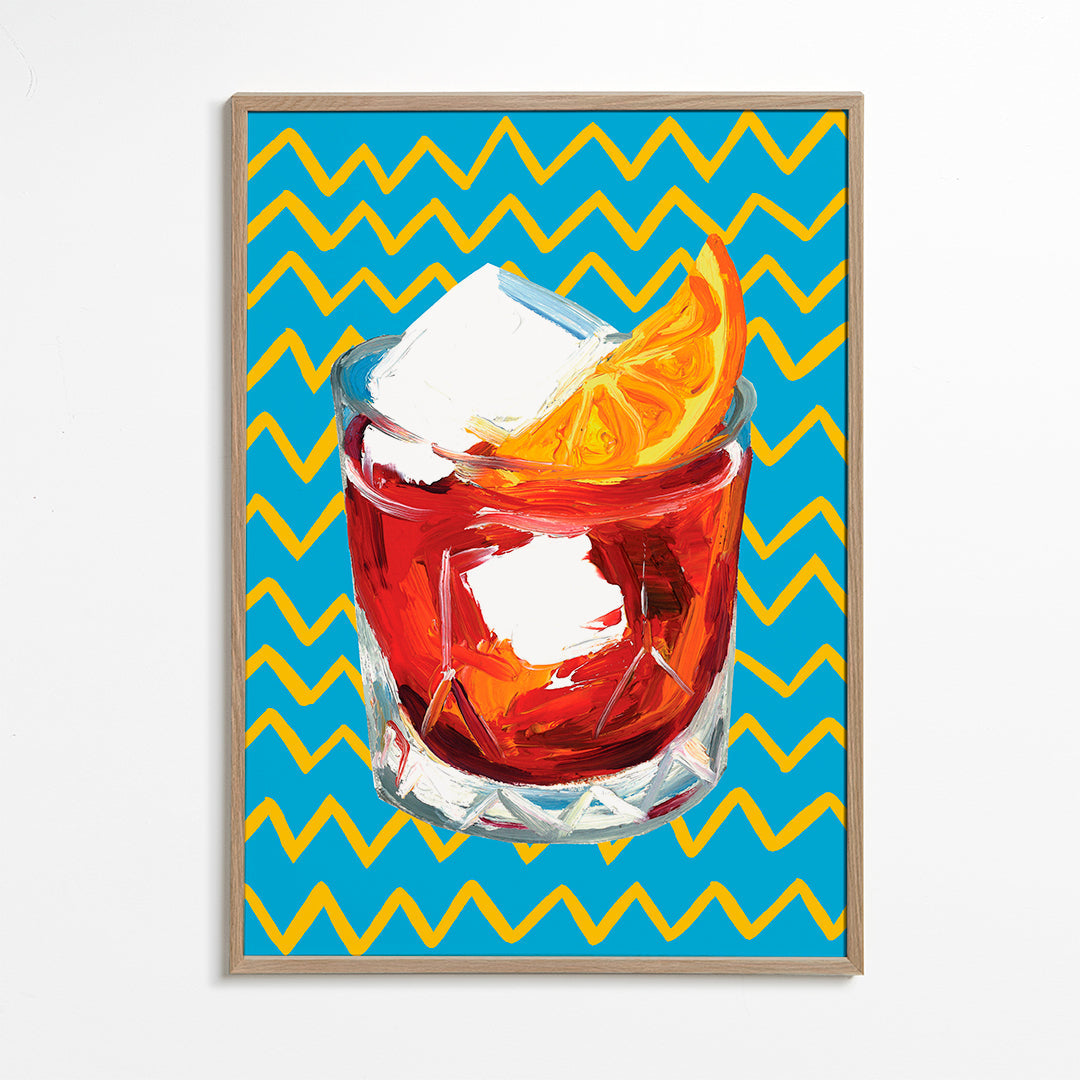Kökskonst Negroni-illustration i glas