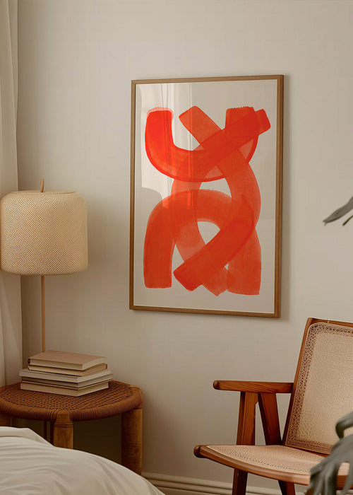 Abstrakt konst med orange penseldrag