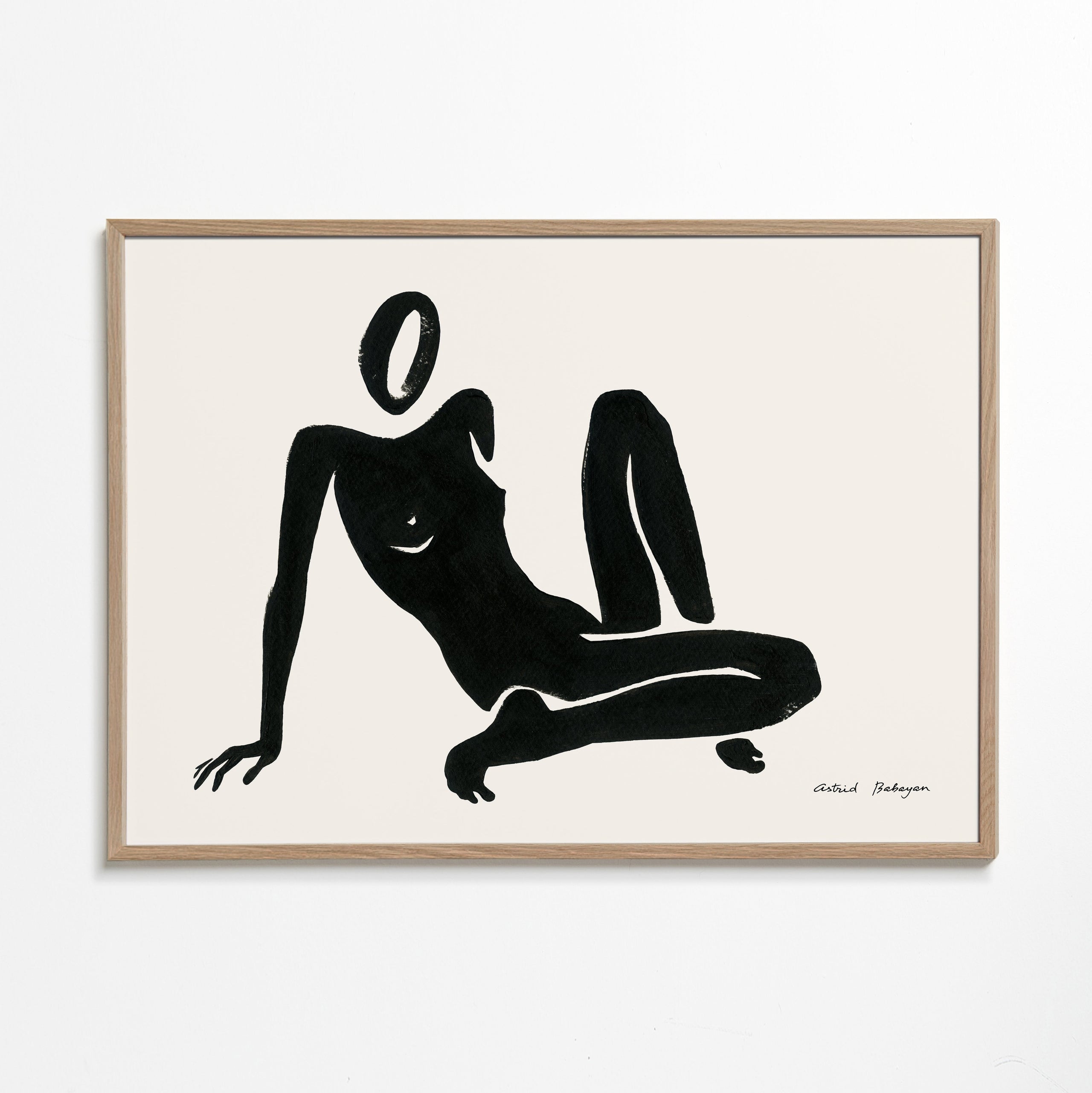 Svartvit konst med liggande figur