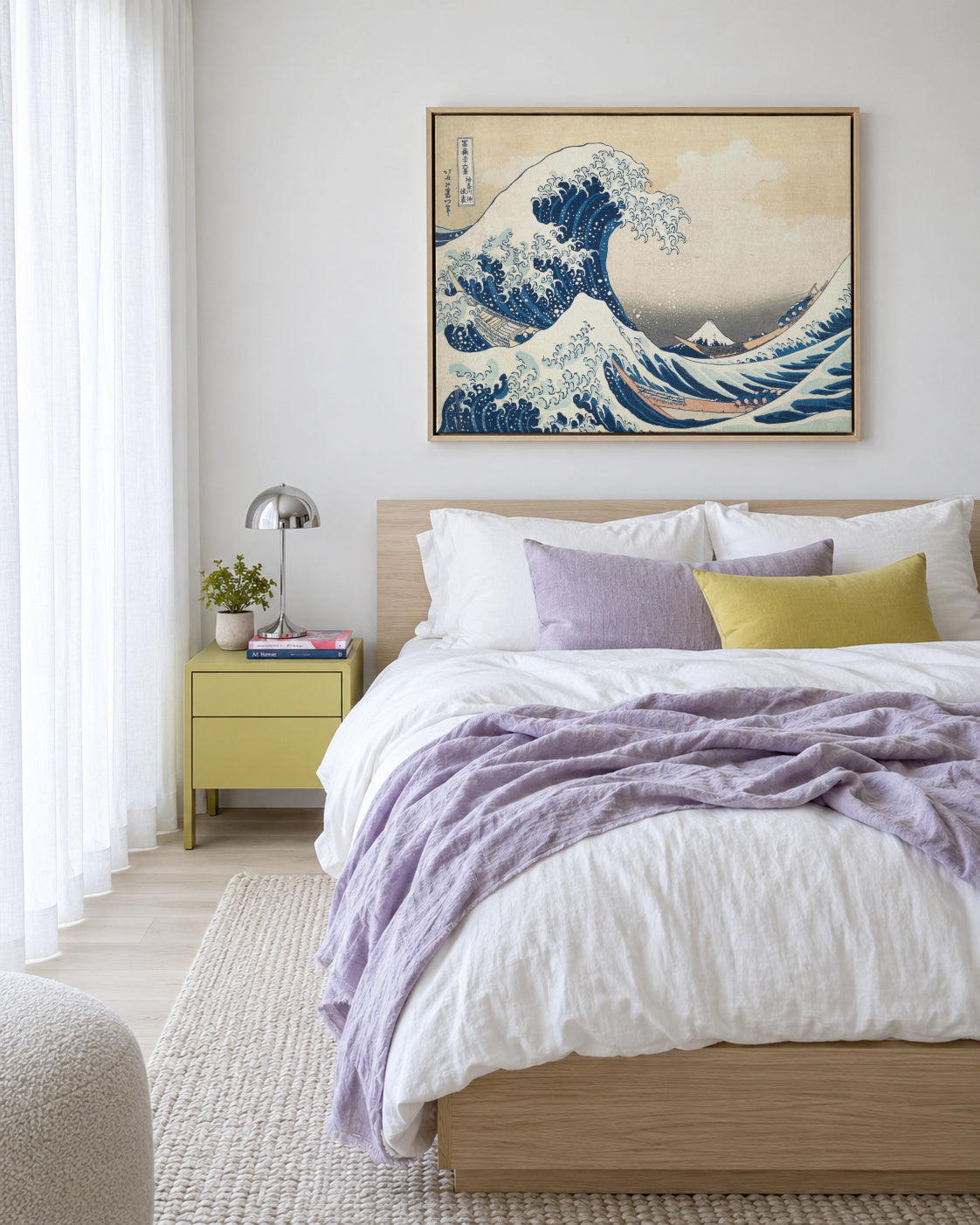 The Great Wave of Kanagawa - Katsushika Hokusai - Framed canvas in an interior