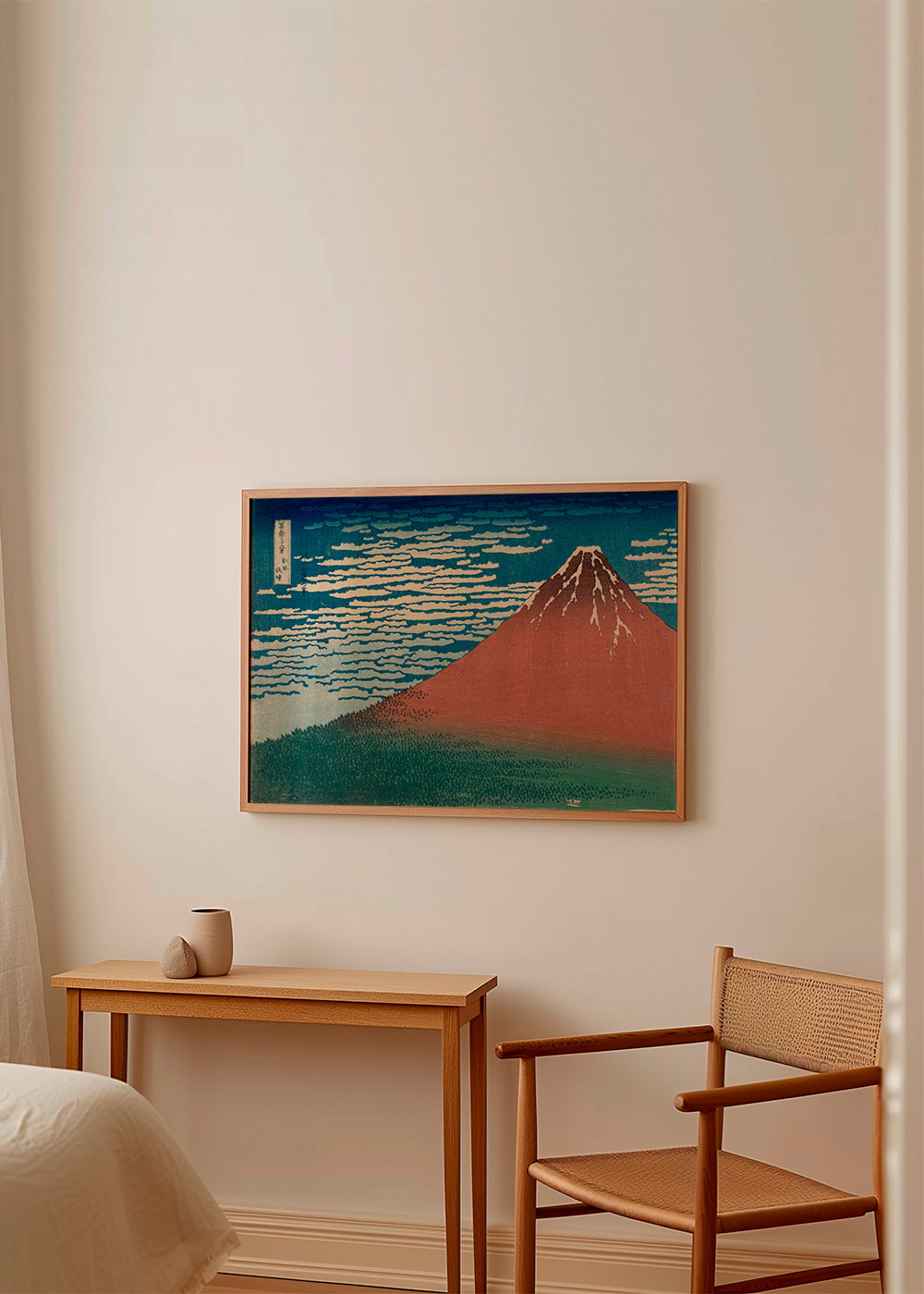 Cuadro de paisaje: Mount Fuji röd i japansk träsnitt