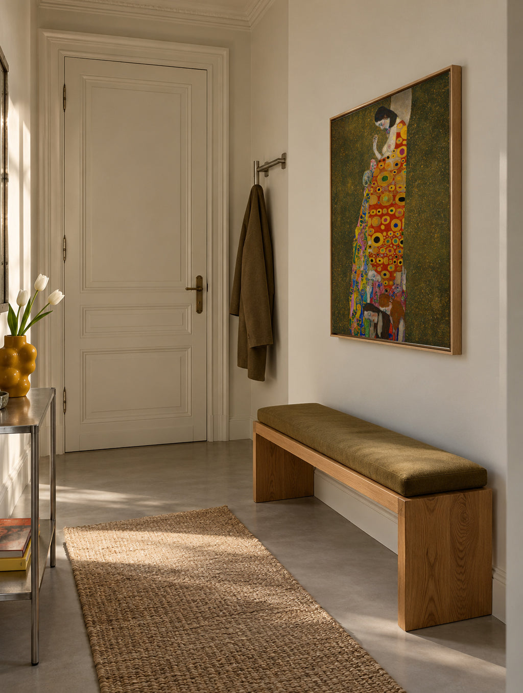 Hope II - Gustav Klimt - Framed canvas in an interior