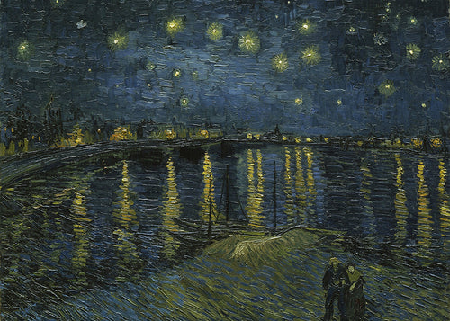 Nattlandskap med stjärnhimmel och flodreflektioner