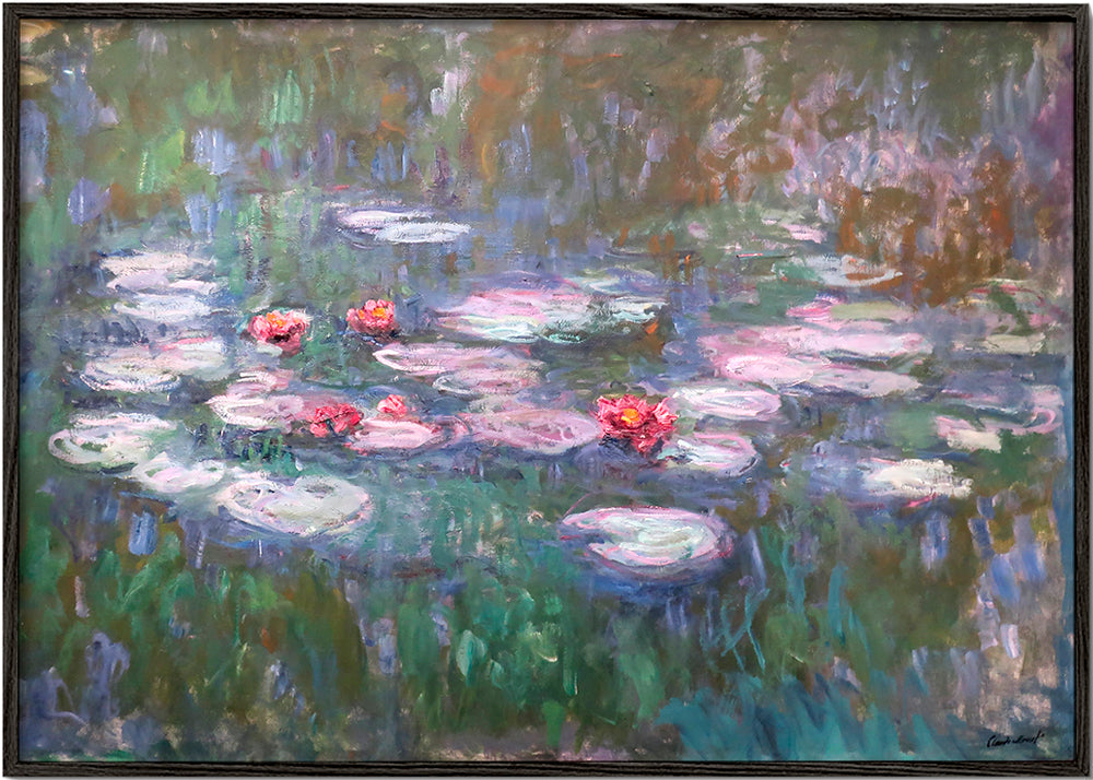 Botanisk poster: näckrosor i impressionistisk olja