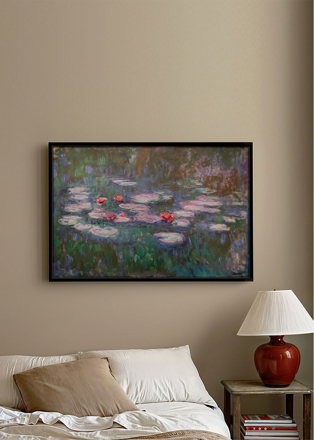 Botanisk poster: näckrosor i impressionistisk olja