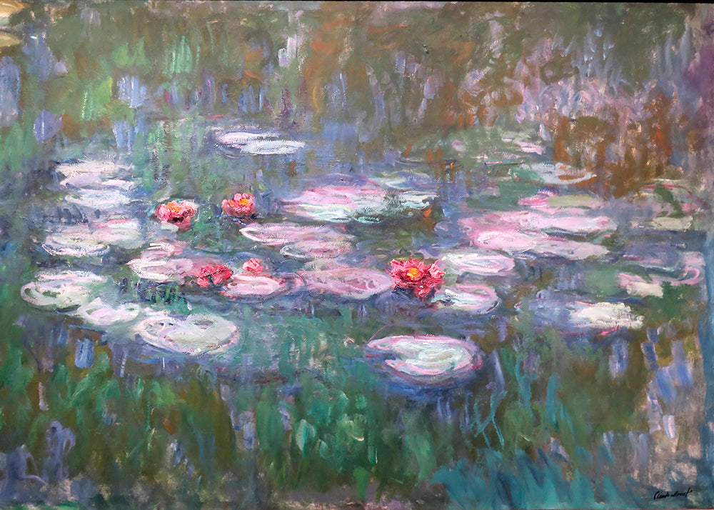 Botanisk poster: näckrosor i impressionistisk olja
