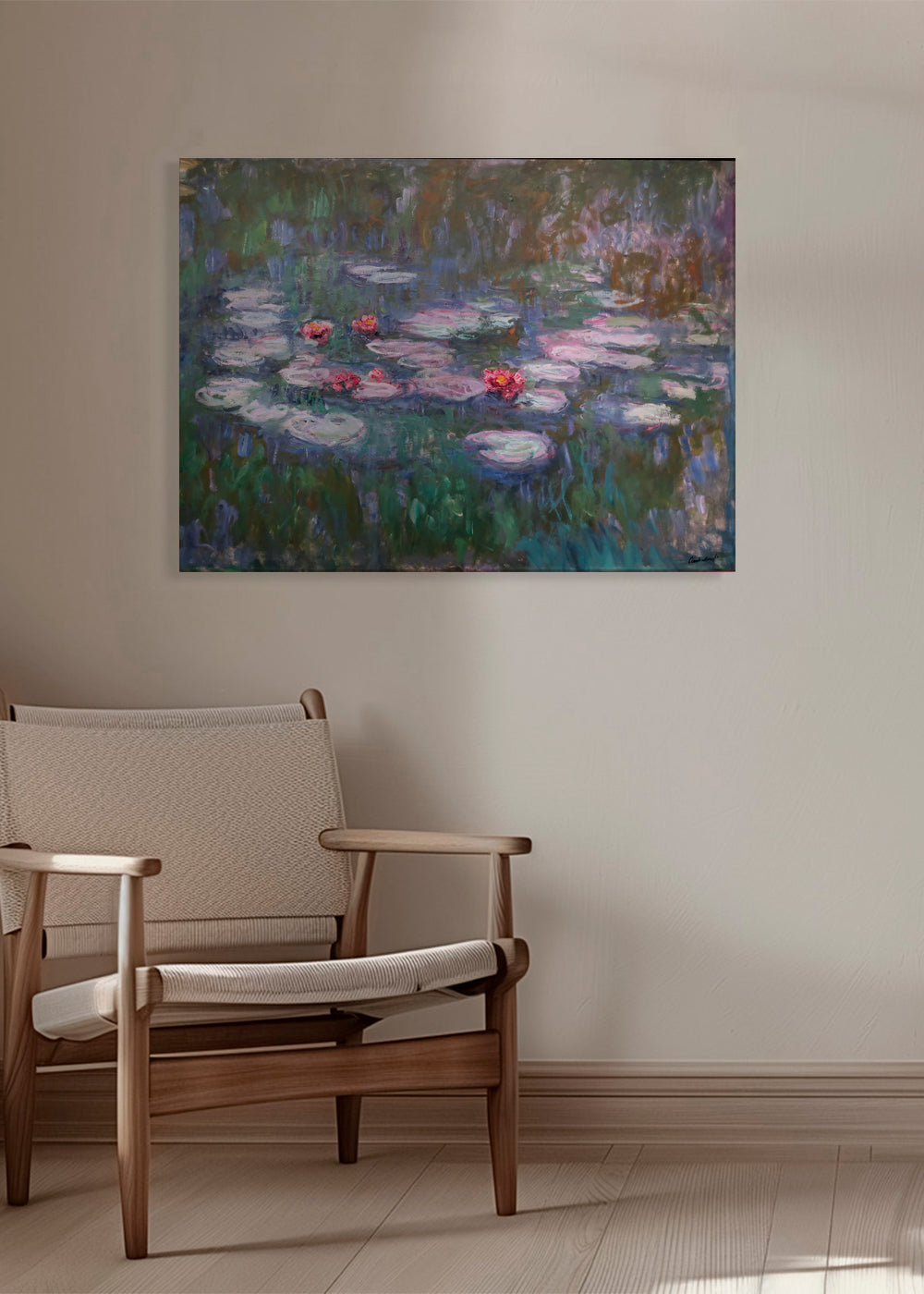Botanisk poster: näckrosor i impressionistisk olja