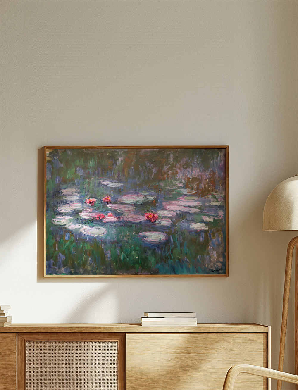 Botanisk poster: näckrosor i impressionistisk olja