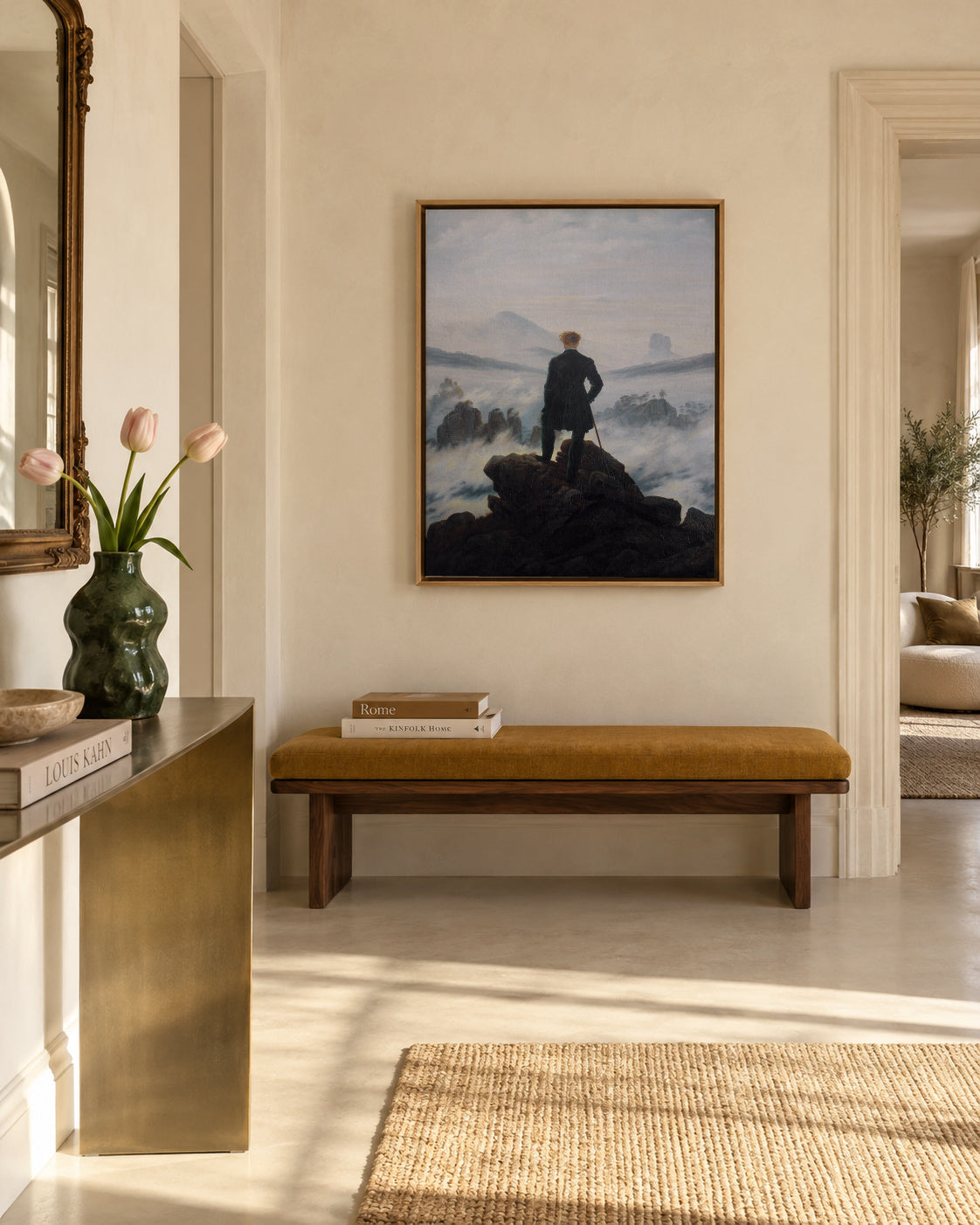 Wanderer Above the Sea of Fog - Caspar David Friedrich - Framed canvas in an interior