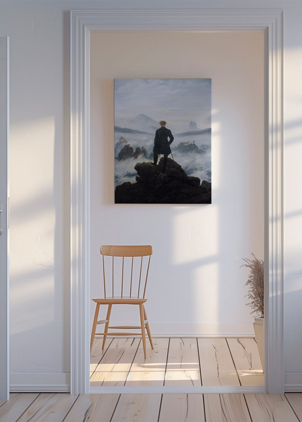 Landskapskonst: vandrare över dimma