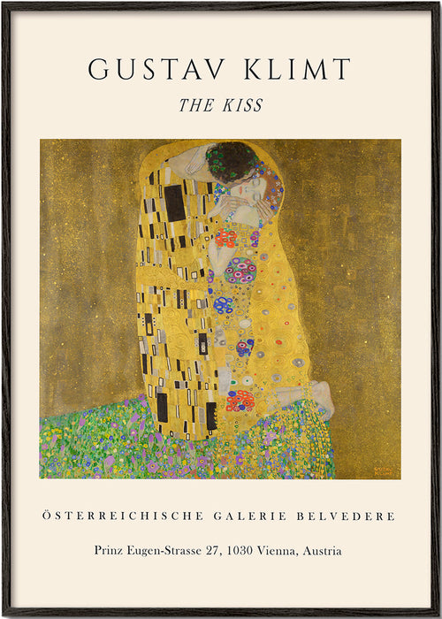 Vintageaffisch 'Kyssen' av Klimt i guld
