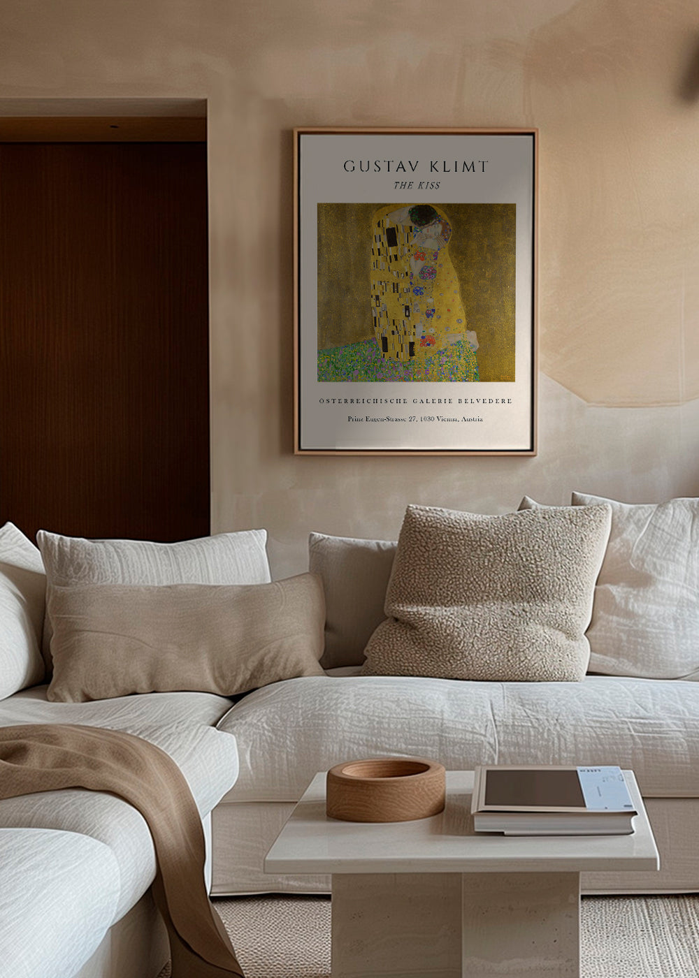Vintageaffisch 'Kyssen' av Klimt i guld