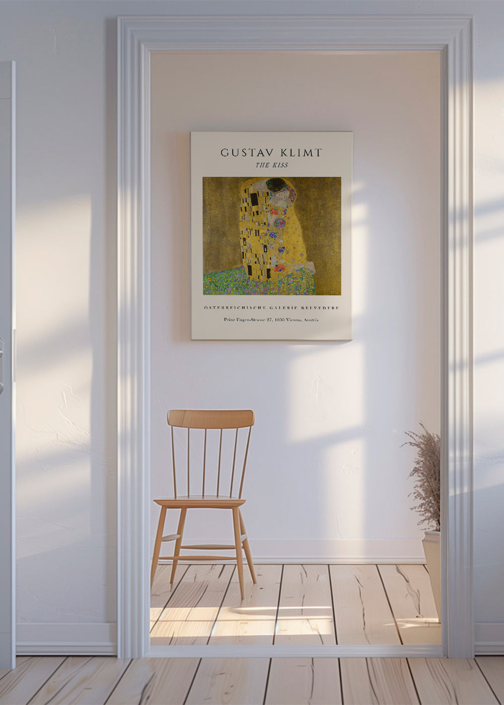 Vintageaffisch 'Kyssen' av Klimt i guld