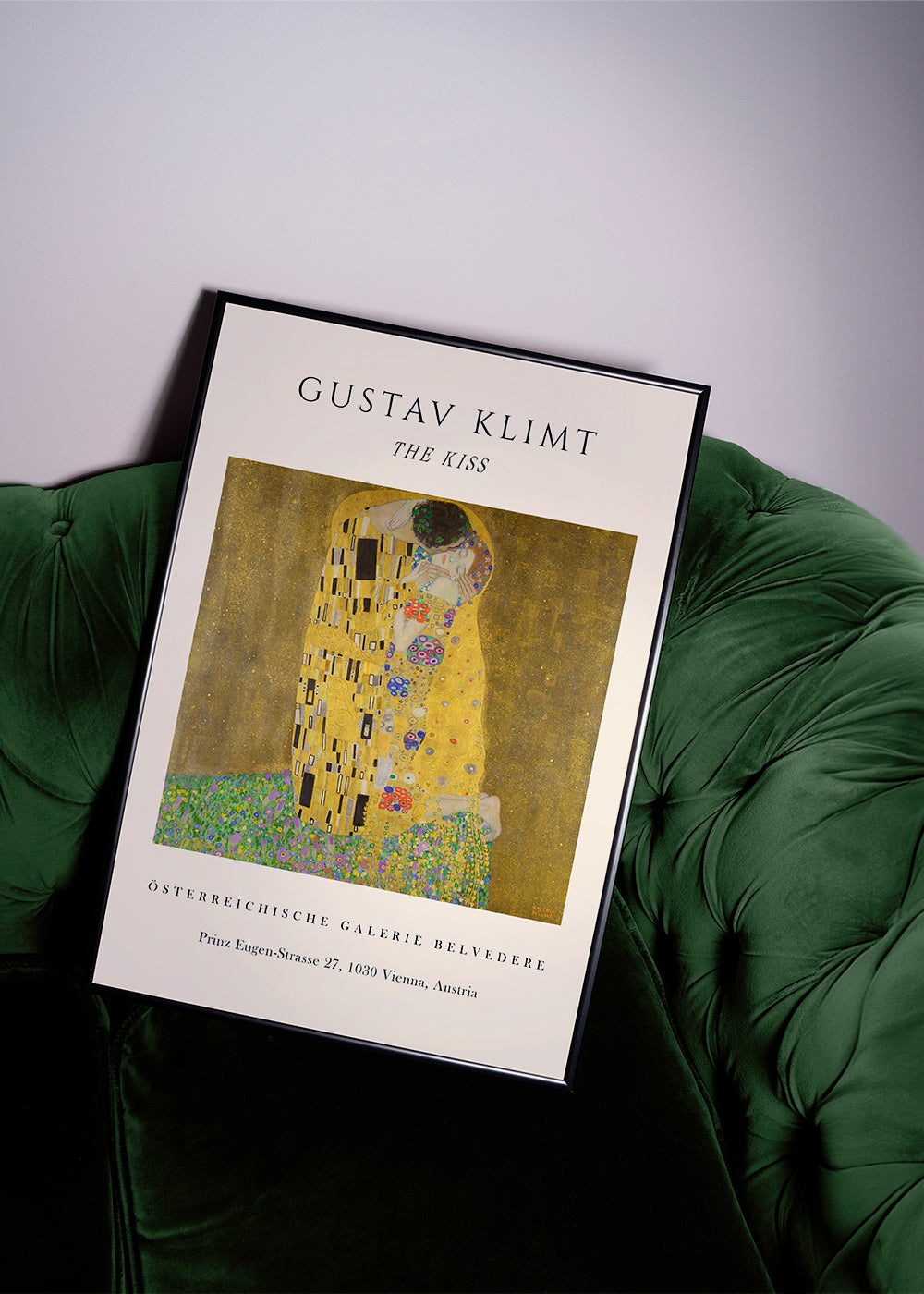 Vintageaffisch 'Kyssen' av Klimt i guld