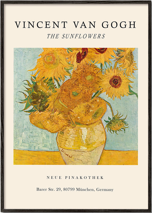 Botanisk poster: Solrosor i gul vas