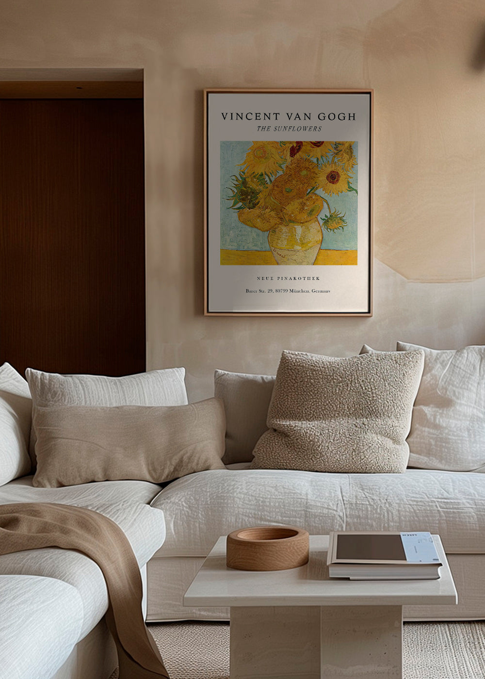 Botanisk poster: Solrosor i gul vas