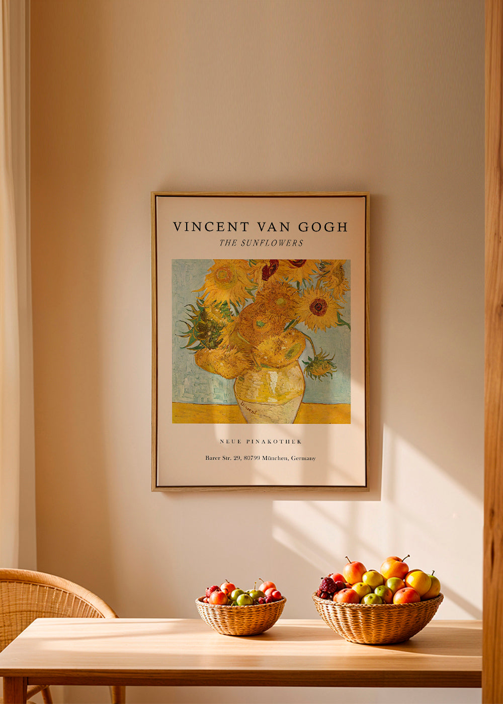 Botanisk poster: Solrosor i gul vas