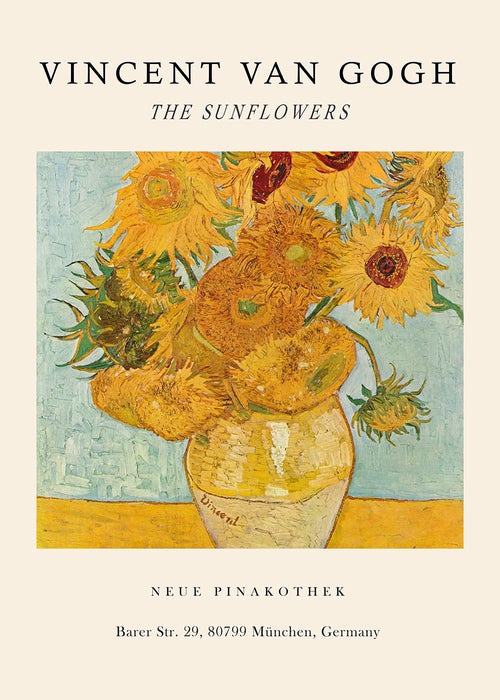 Botanisk poster: Solrosor i gul vas