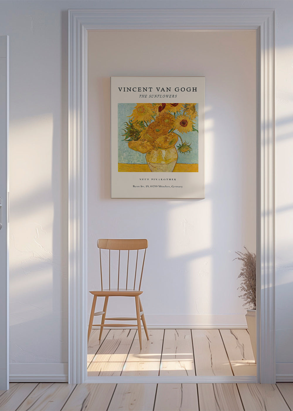 Botanisk poster: Solrosor i gul vas