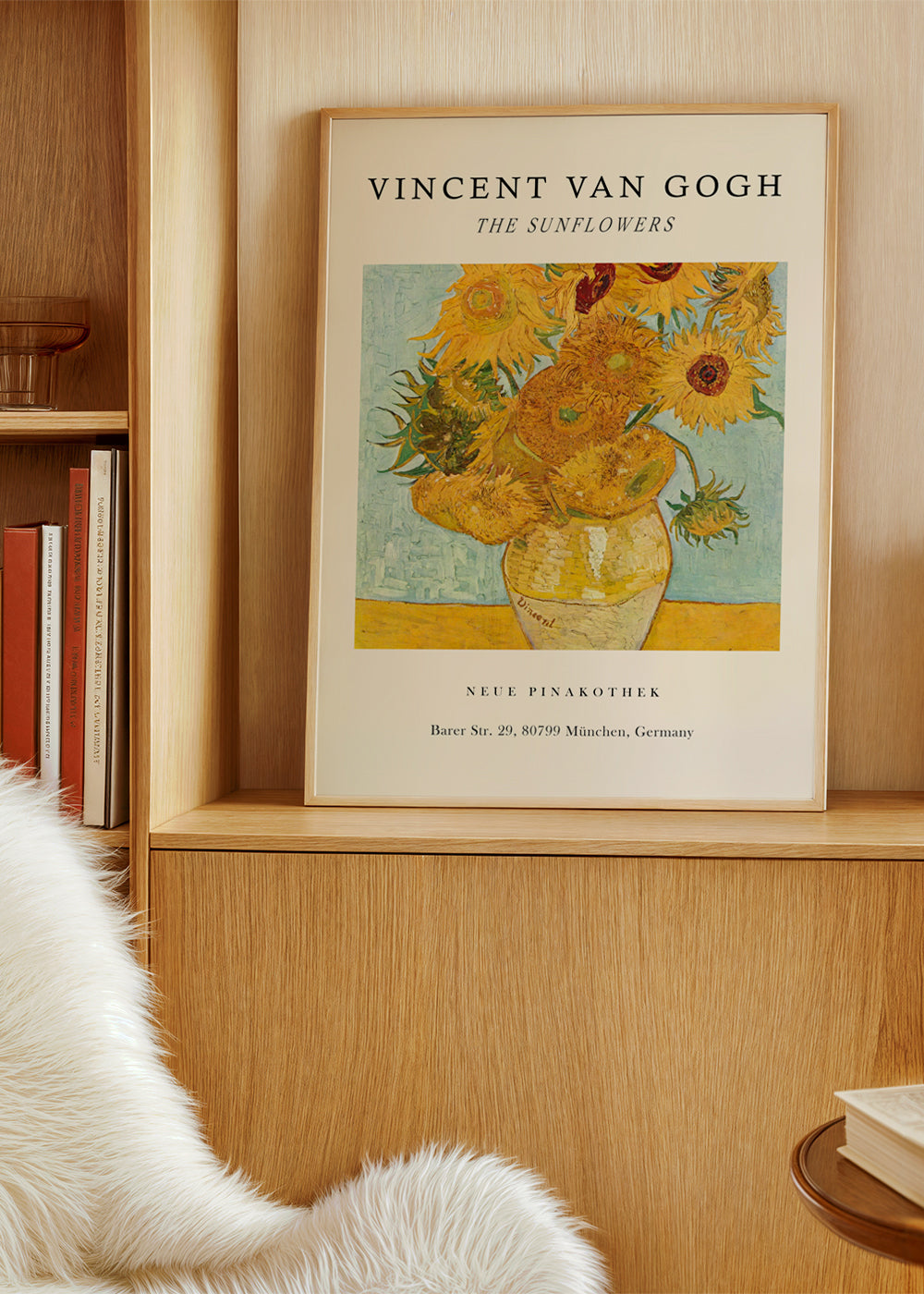 Botanisk poster: Solrosor i gul vas