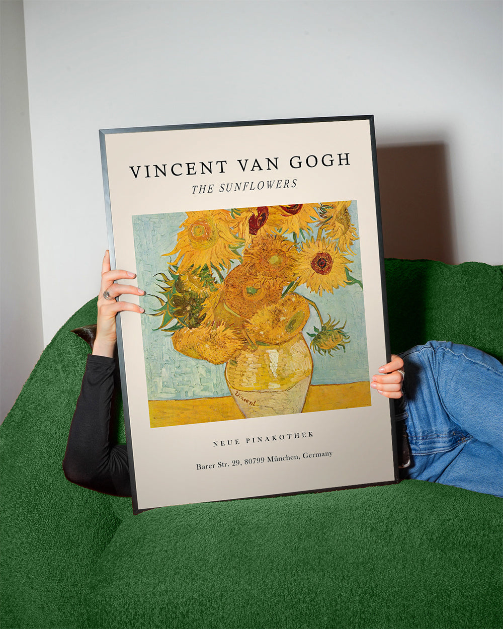 Botanisk poster: Solrosor i gul vas