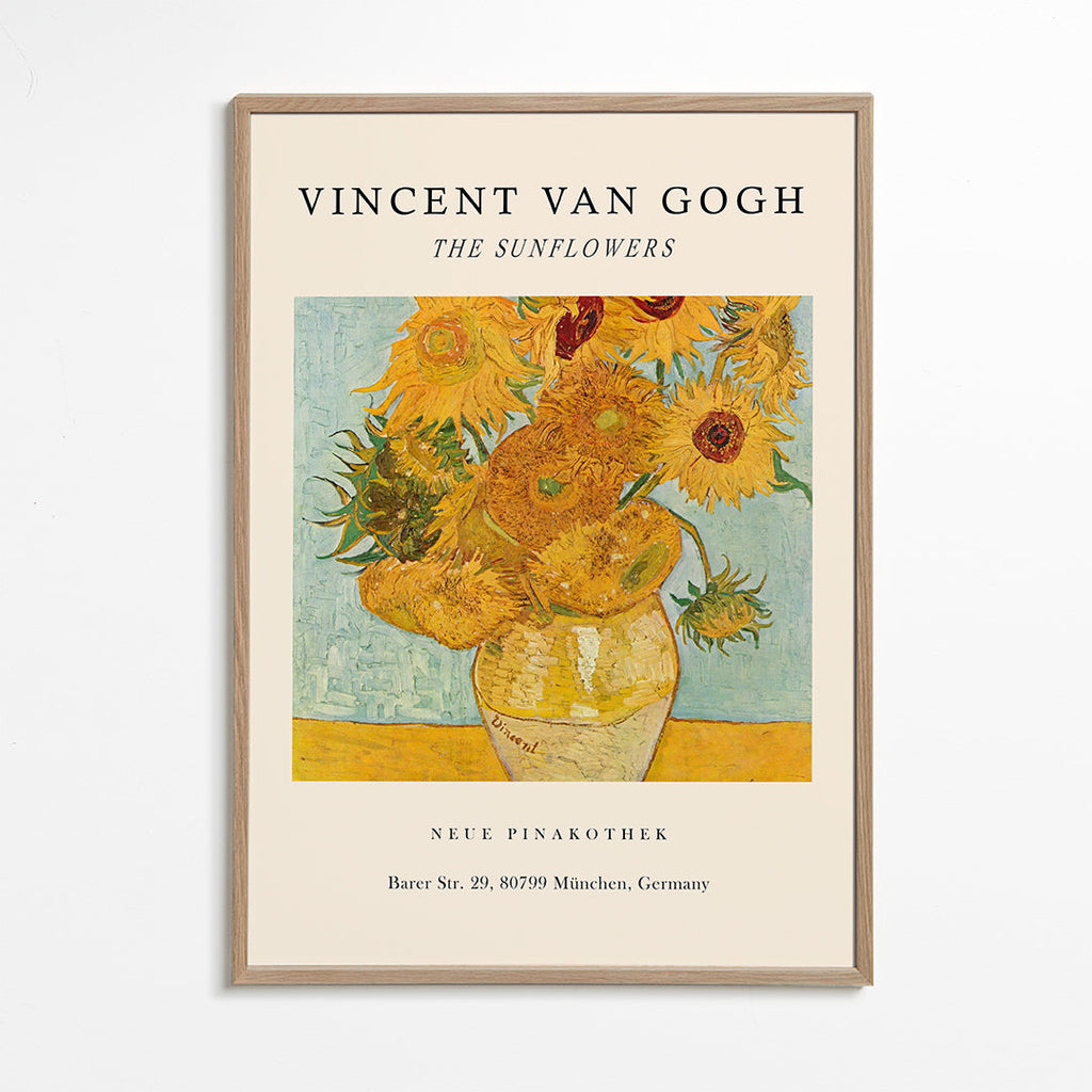 Botanisk poster: Solrosor i gul vas