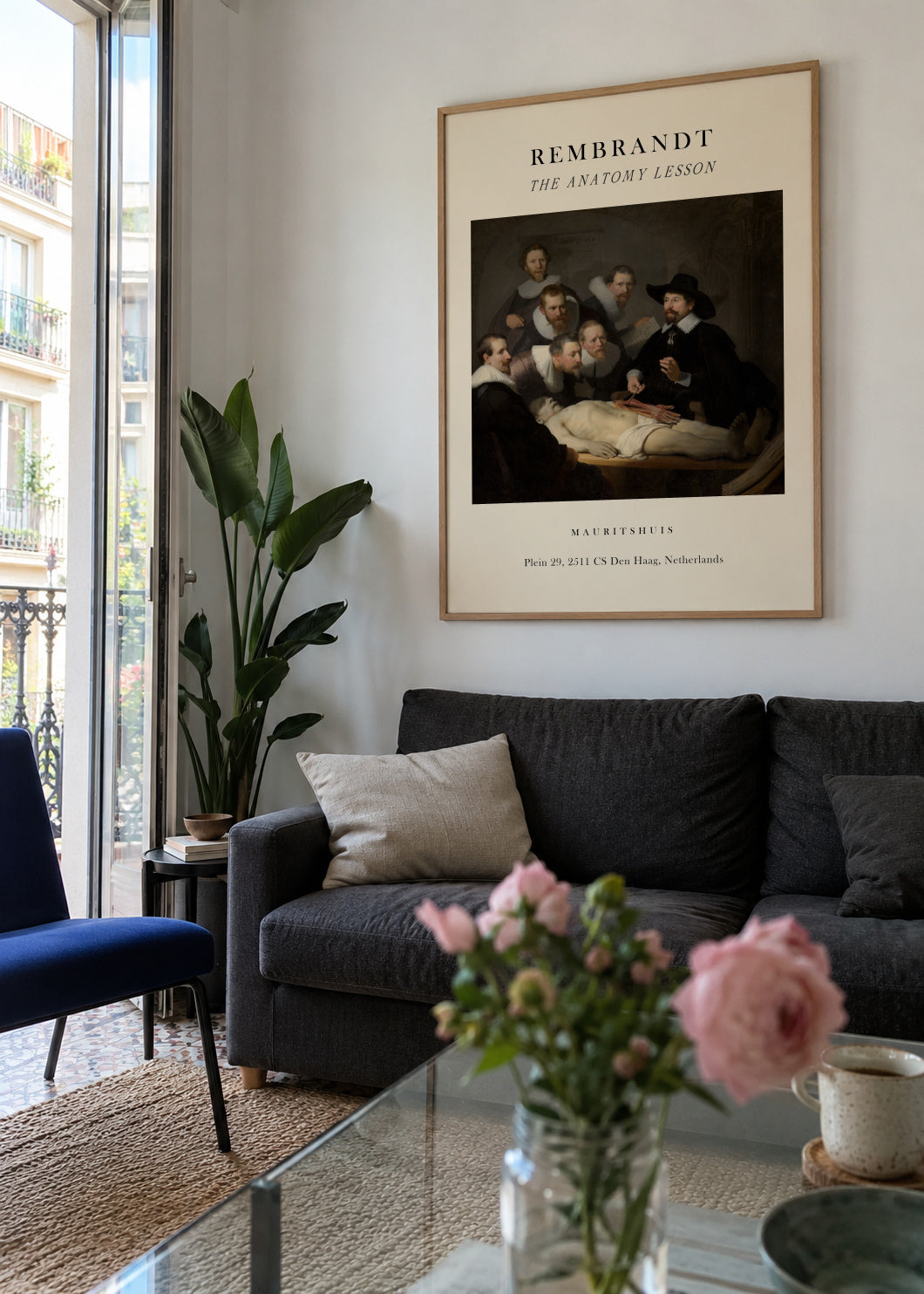 The Anatomy Lesson of Dr Nicolaes Tulp Exhibition - Rembrandt - Framed poster in an interior