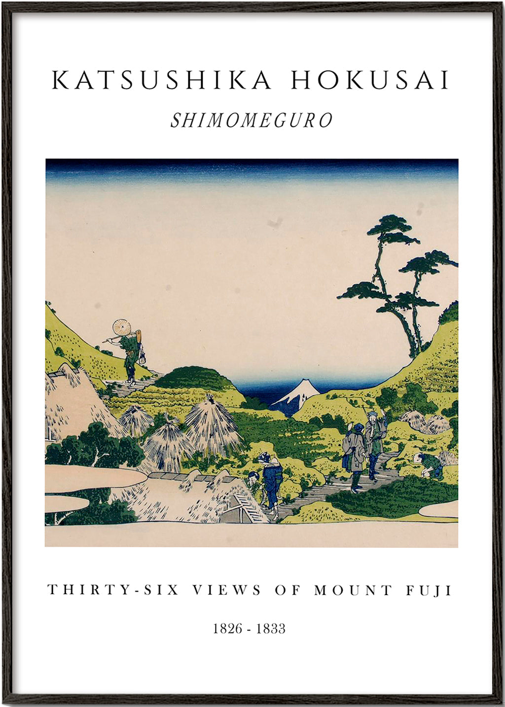 Japanskt landskap med Mount Fuji av Hokusai