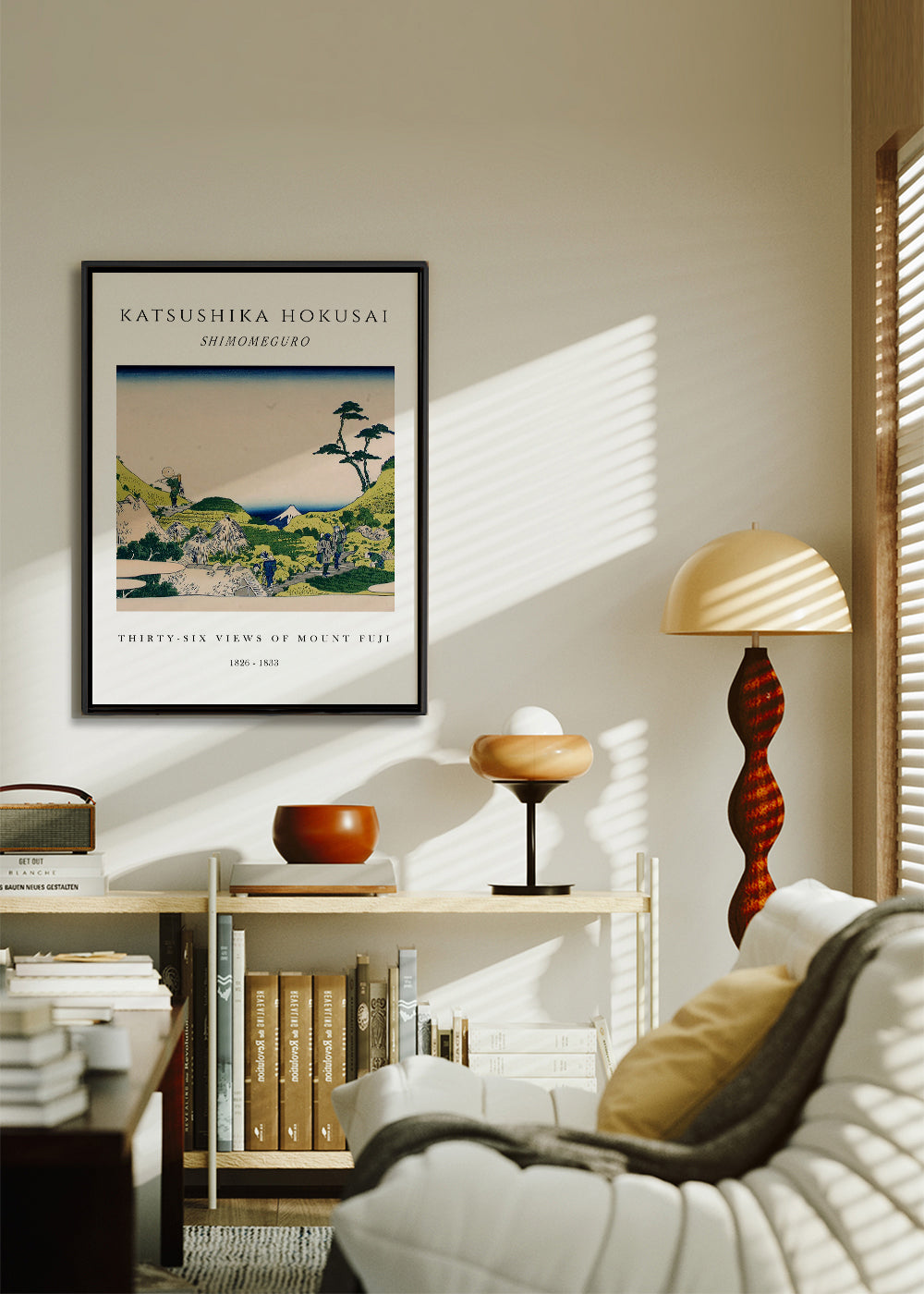 Japanskt landskap med Mount Fuji av Hokusai