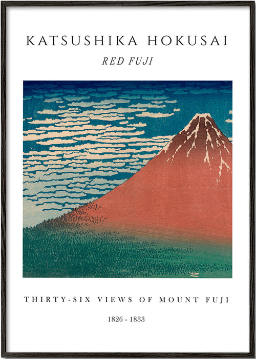 Landskapsbild Röda Mount Fuji i japansk tryckstil
