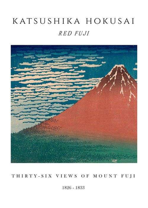 Landskapsbild Röda Mount Fuji i japansk tryckstil