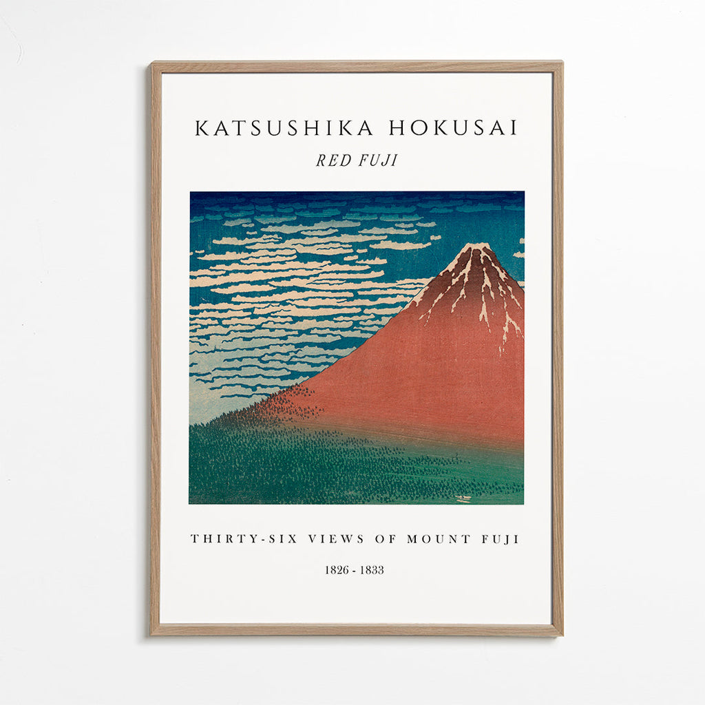 Landskapsbild Röda Mount Fuji i japansk tryckstil