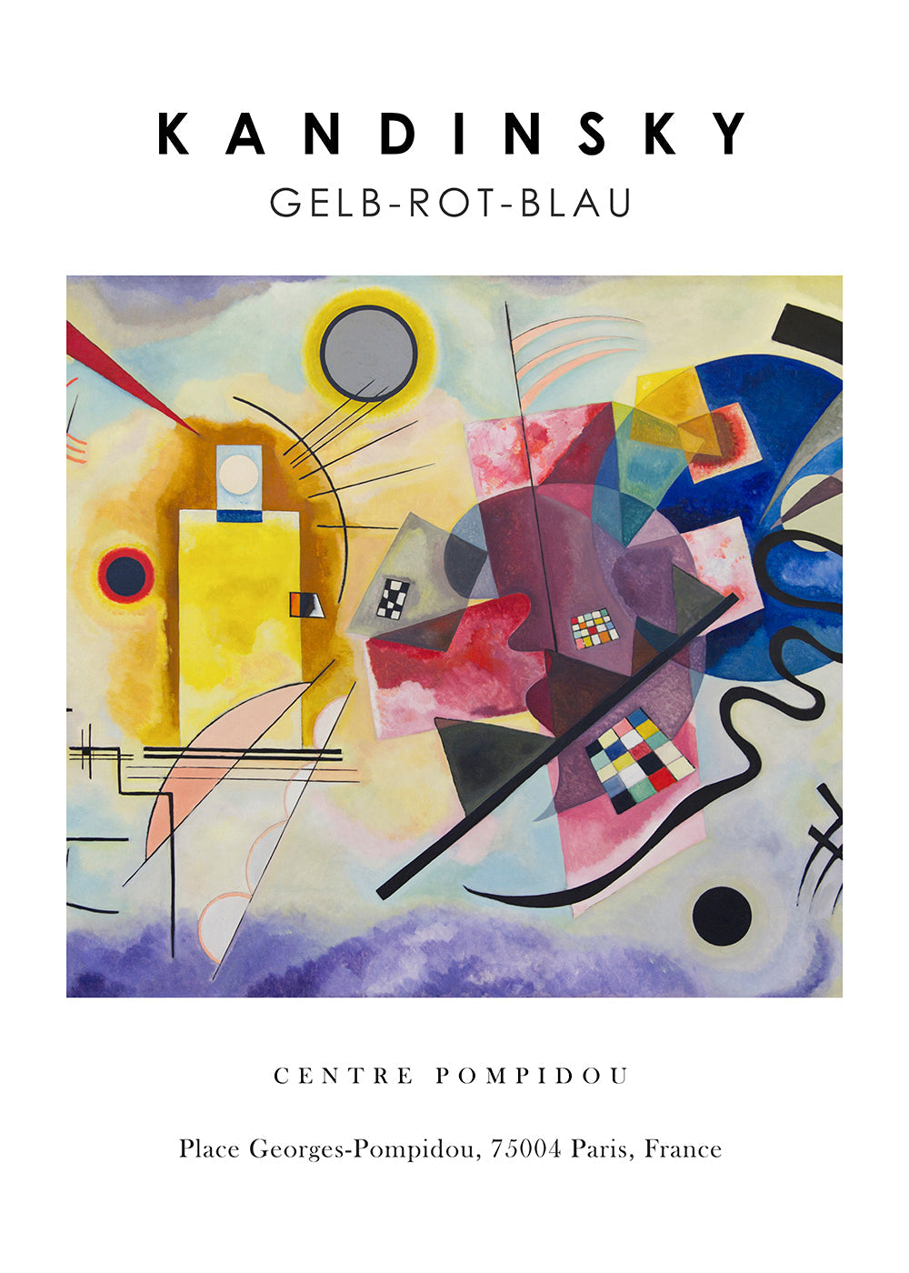 Abstrakt verk i Kandinsky-stil med geometriska former