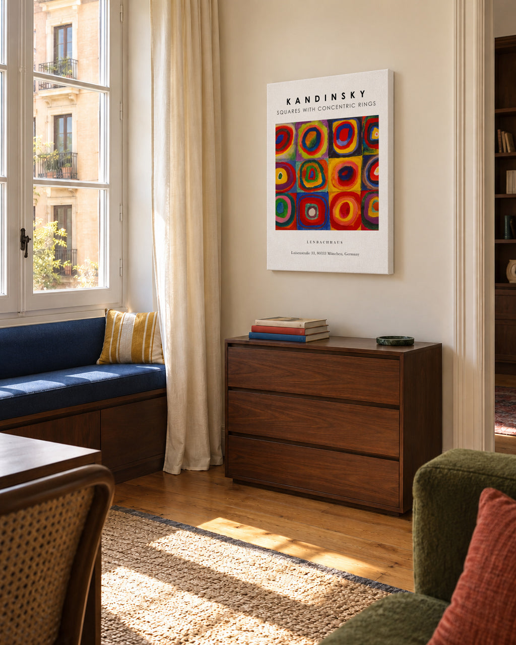 Colour Study - Squares and Concentric Rings Exhibition White - Vasili Kandinsky - Unframed canvas in an interior