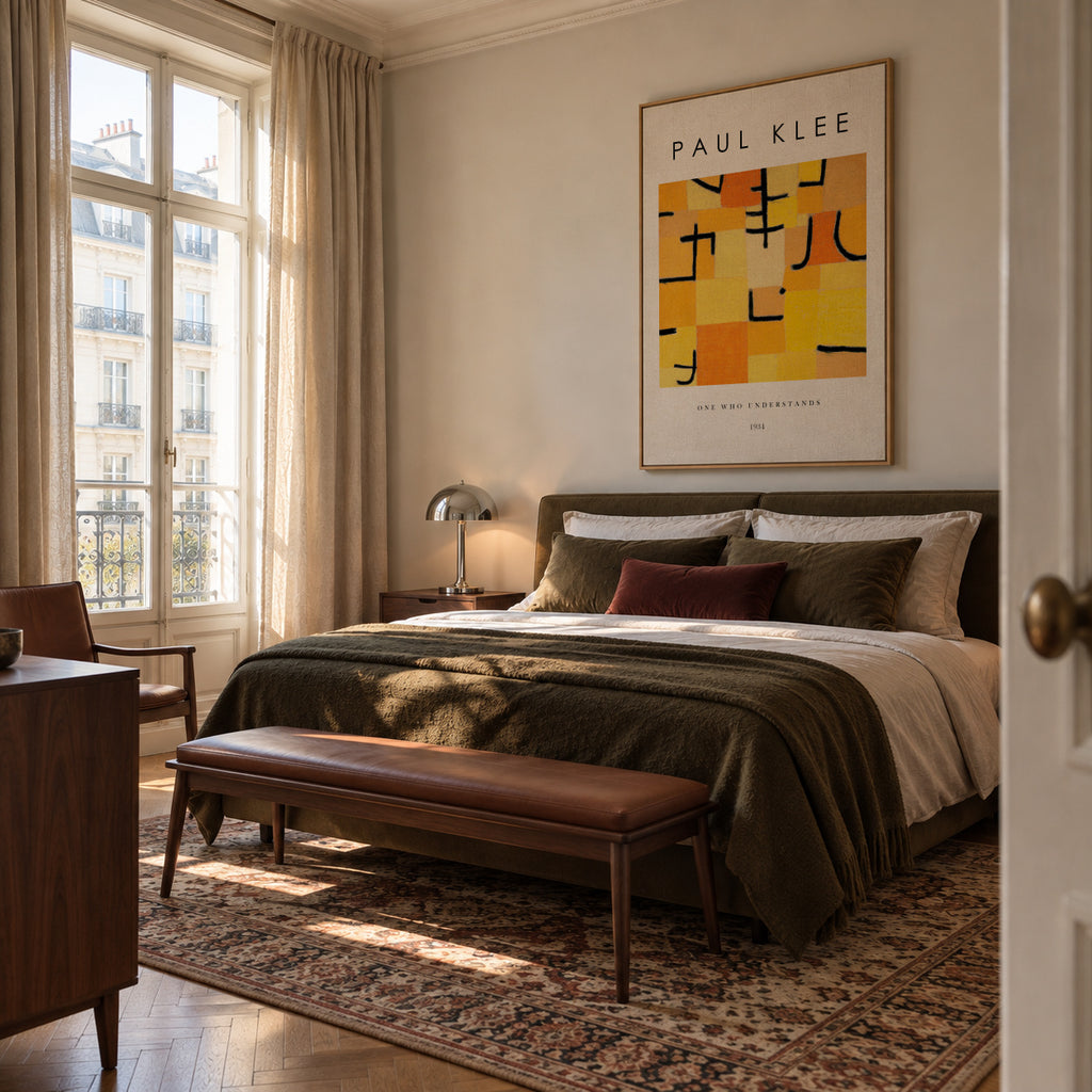 One Who Understands 2 Exhibition White - Paul Klee - Framed canvas in an interior