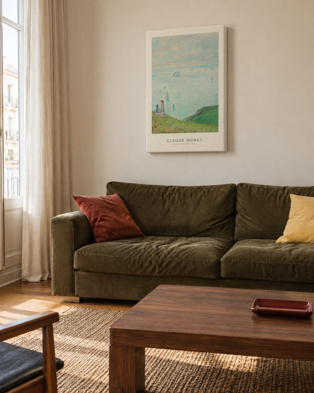 Cliffs at Pourville (Special Edition) - Claude Monet - Unframed canvas in an interior