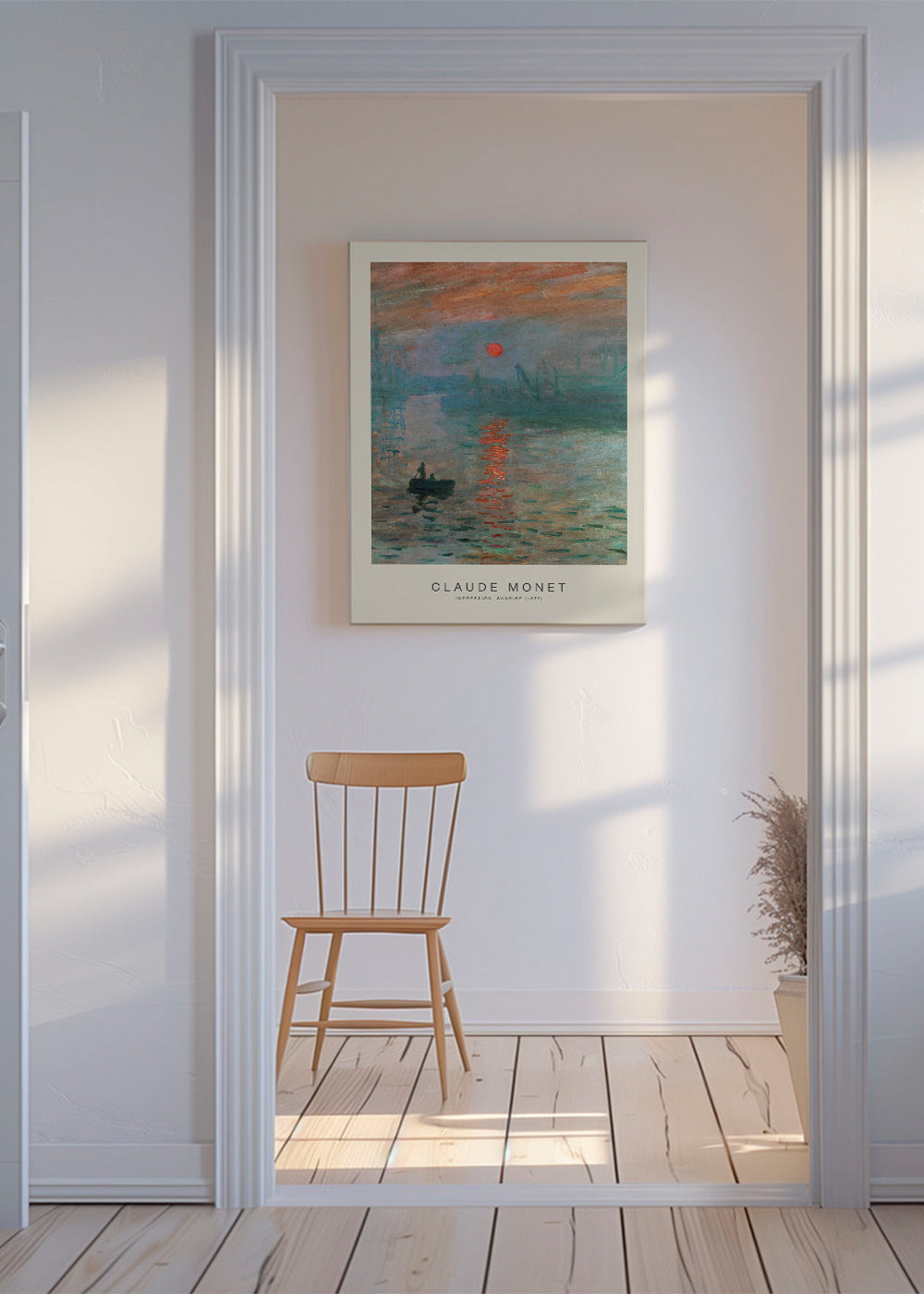 Landskapskonst: soluppgång över en impressionistisk hamn